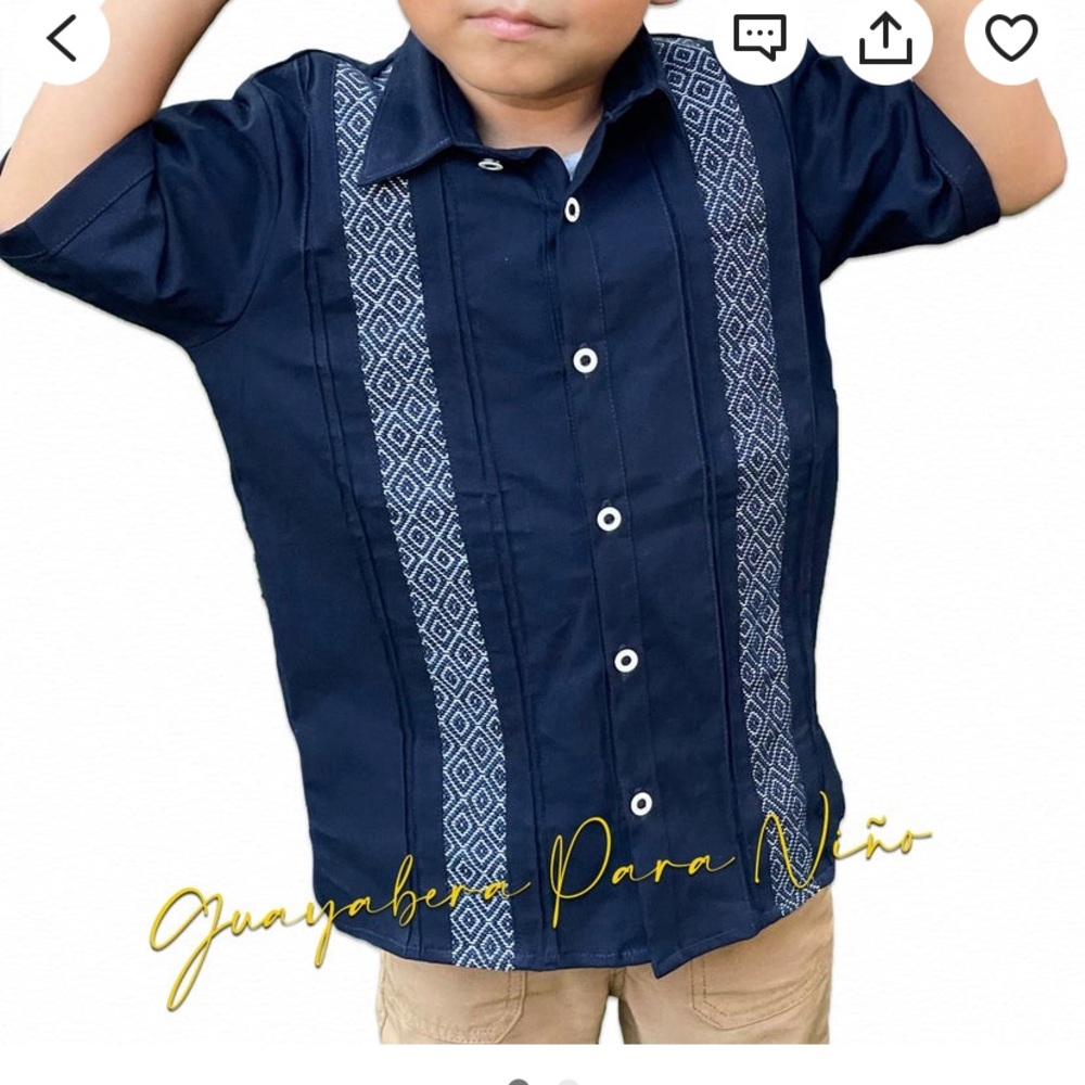 Boys short sleeve blue guayabera
